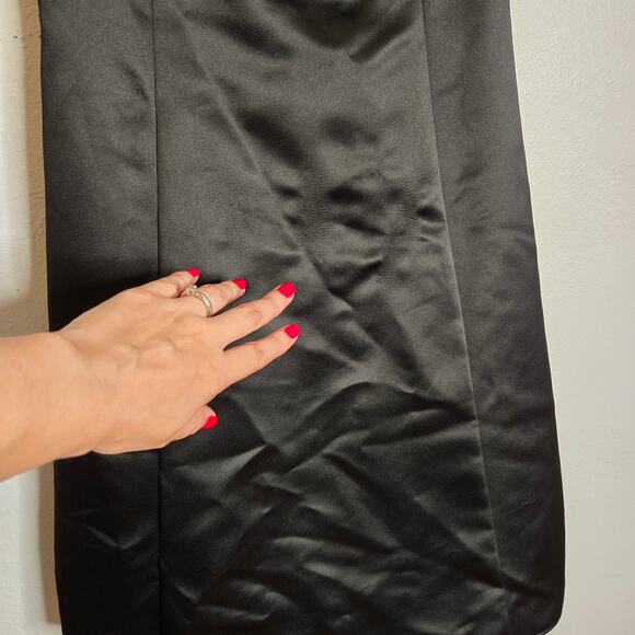 Vintage 90s Jessica McClintock Gunne Sax Black Pink Satin Formal Dress Prom Bow - Picture 13 of 16